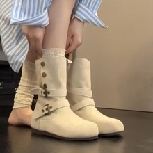 复古增高勃肯短靴女2025秋新款百搭ins潮网红爆款时装两穿马丁靴
