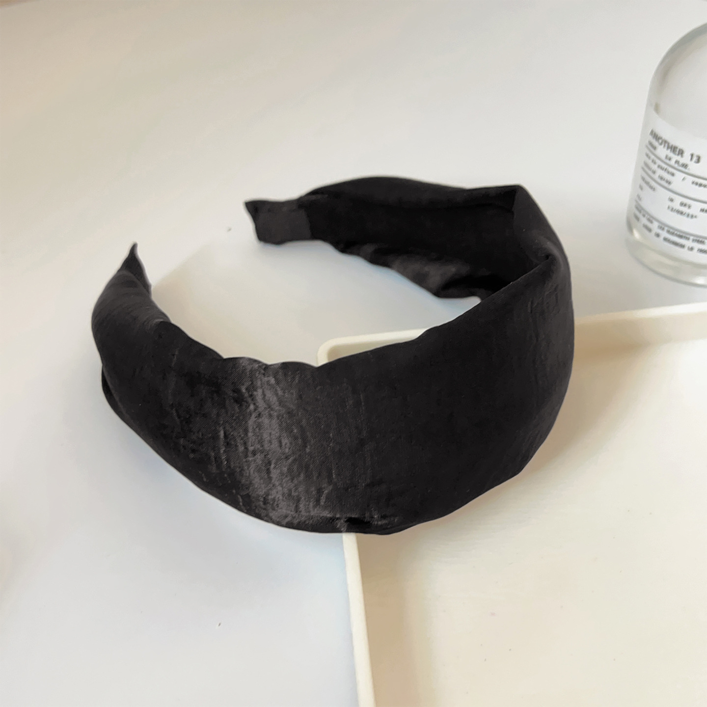 # 7 black satin wide-brimmed headband