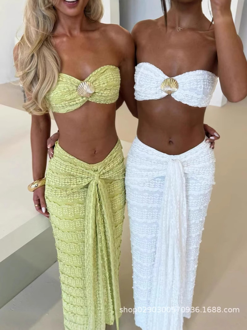SDM151 temperamento tubo superior concha decoración chica caliente traje de verano suministro de calidad al por mayor recomendado falda de vacaciones