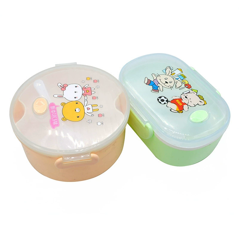 Double-layer plastic lunch box, spoon sealed