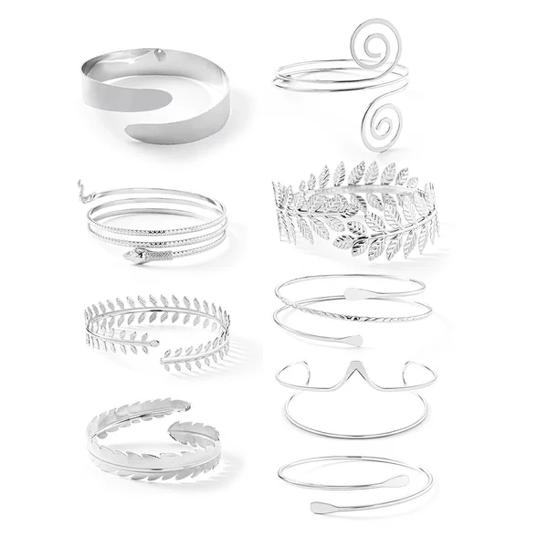 Factory direct selling Amazon hot geometric metal armband six-piece personalized exaggerated leaf bracelet suit