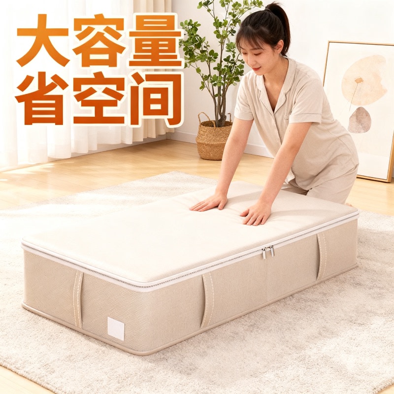 Under-Bed Storage Box, Dormitory Drawer-Style, Front-Opening, Flat Design for under the Bed, Suitable for 8cm Gap, Foldable, 5cm Thick