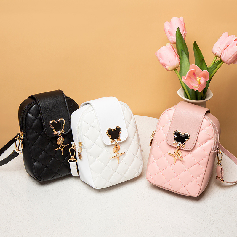 Korean Version Ins Checkered Single Shoulder Crossbody Phone Bag 2023 New Fashion Universal PU Zero Wallet Foreign Trade Wholesale Bag