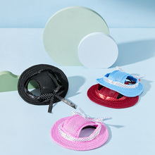 新款狗狗帽子春夏季网格渔夫帽宠物户外防晒透气露耳朵配饰公主帽