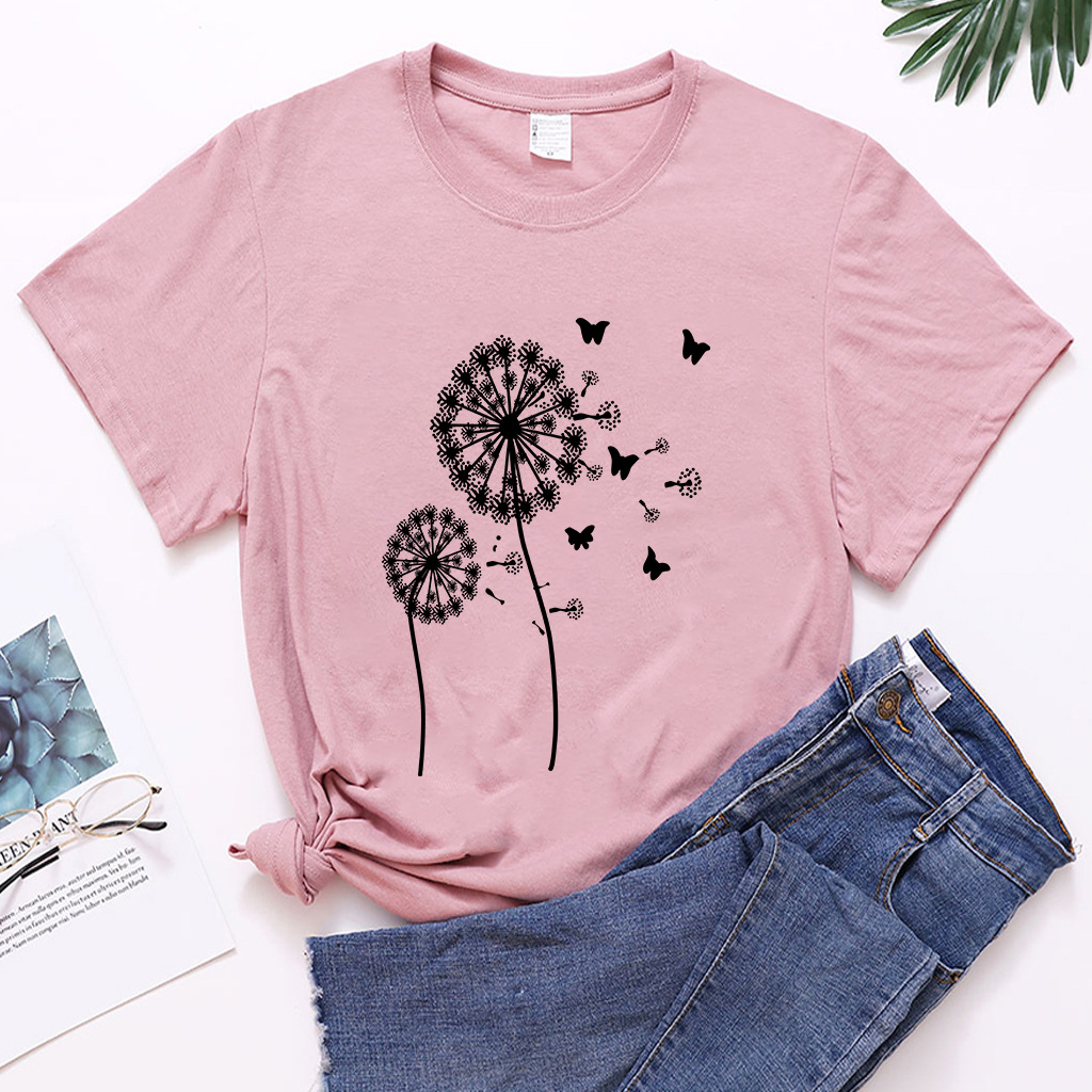 Women's T-shirt Short Sleeve T-shirts Printing Casual Simple Style Dandelion display picture 2