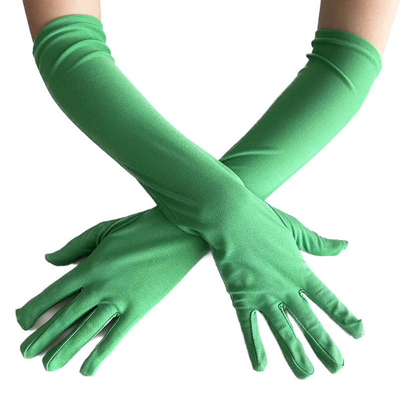Guantes elásticos de seda de leche de 43 cm para fiestas, accesorios de disfraces para Halloween, guantes de vestir