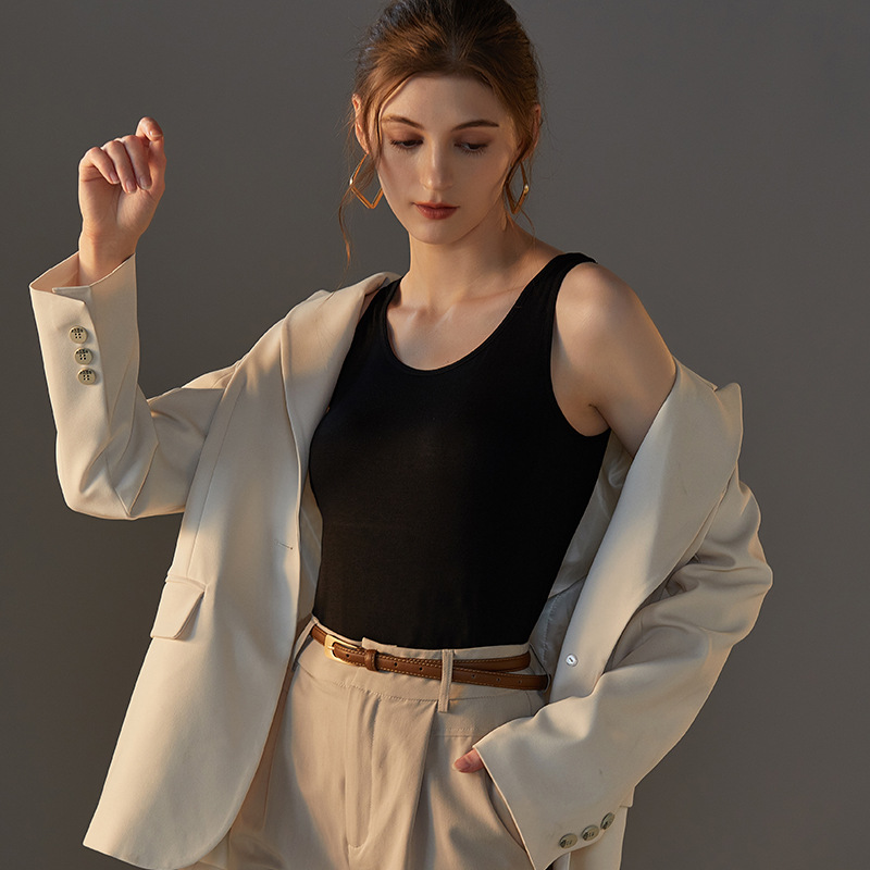 一件代髮帶胸墊背心女內搭打底文胸一體吊帶修身顯瘦莫代爾內衣夏