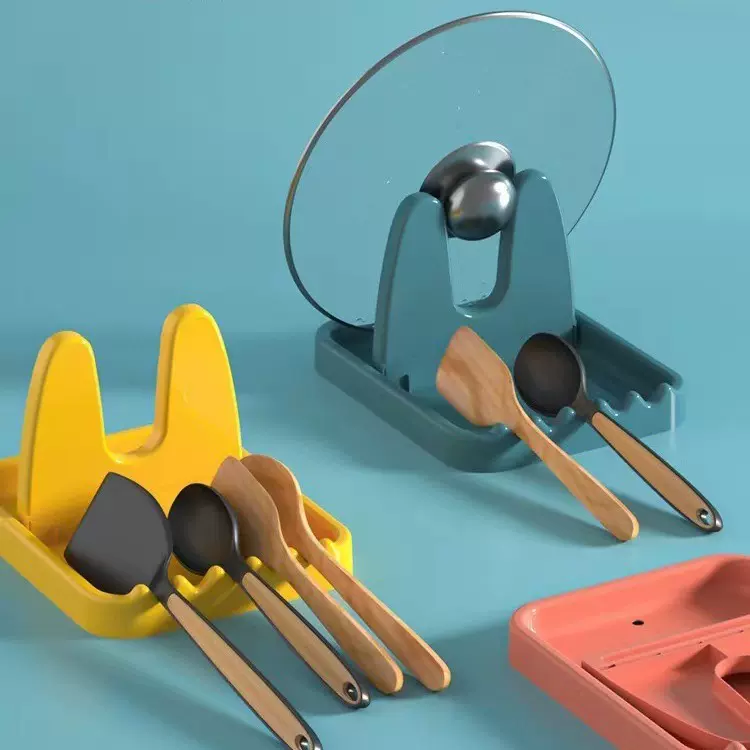 锅盖架多功能立式可折叠置物架厨房锅铲塑料收纳架免打孔厨房收纳