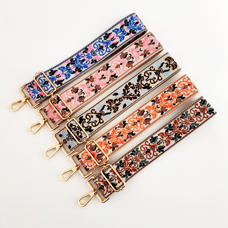 Vintage Style Style Square Shape New Thick Color Ethnic Style Jacquard Wide Shoulder Strap Single Shoulder Crossbody Women Bag Accessories Long Strap Replacement Bag Strap