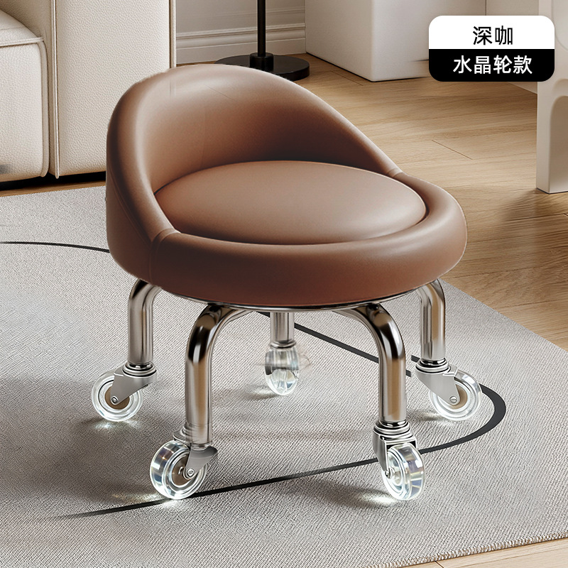 Rueda universal taburete pequeño polea doméstica taburete redondo pedicura banquete baños bajos banquetes para bebés banquetes de cambio de zapatos silenciosos multifuncionales