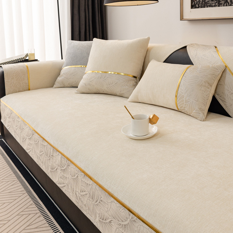 Luksuriøst skridsikkert sofabetræk i chenille nordisk stil_voghion.com