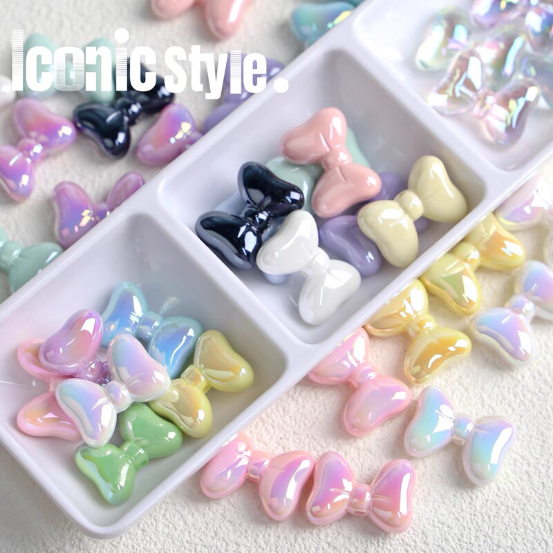 Hot sale UV color plating solid color straight hole loose beads bow diy mobile phone chain key chain beaded material jewelry accessories