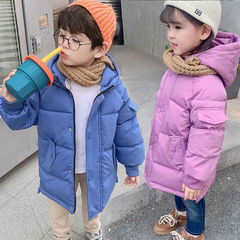 2024 nuevos niños abajo Chaqueta de algodón acolchado de los hombres de longitud media de las mujeres anti-temporada de invierno estilo coreano Chaqueta de algodón acolchado abrigo engrosado