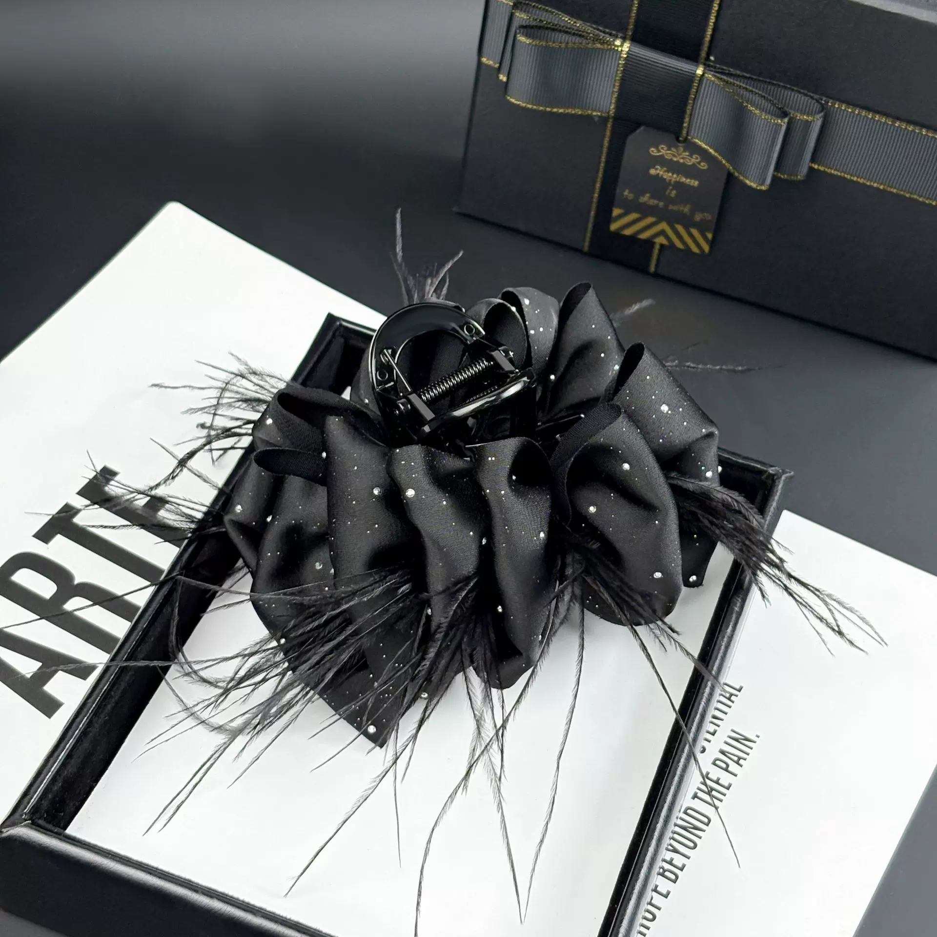 原单不带标满天星羽毛抓夹显发量鲨鱼夹后脑勺盘发卡泡泡云朵发夹