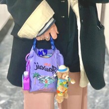 女士日系mini款刺绣环保尼龙购物袋迷你手提袋卡通儿童手拎斜挎包
