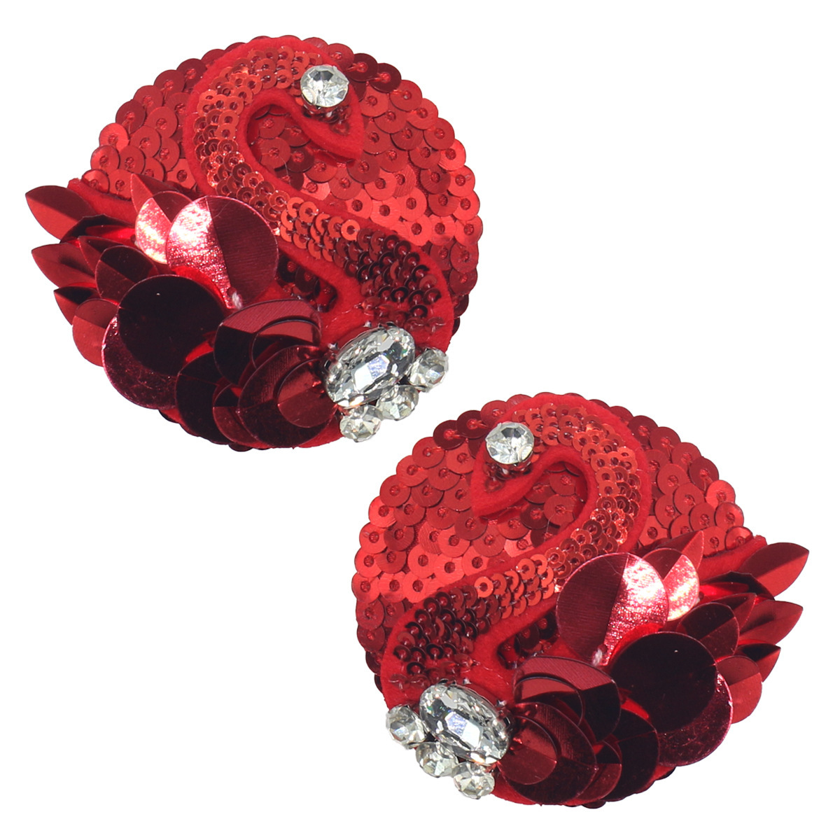 빨간색 배경에 빨간 백조