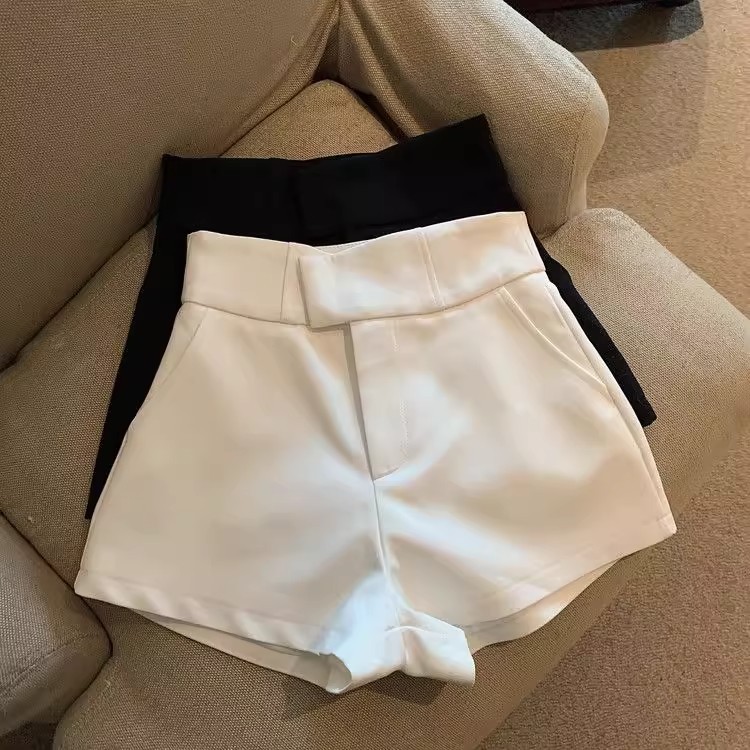 Hot Girl White Suit Shorts Women's High-Waisted A-Line Pants Versatile Summer New Slim Straight Casual Wide-Leg Pants