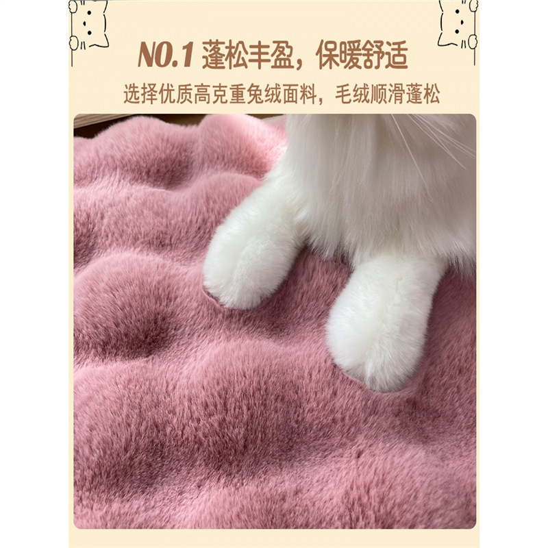 猫咪睡觉垫猫窝垫子兔毛绒圆形狗窝搭配毯子秋冬保暖坐垫宠物用品|undefined