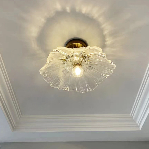 Japanese simple balcony ceiling lamp Nordic minimalist corridor aisle cloakroom brass glass entrance entrance light