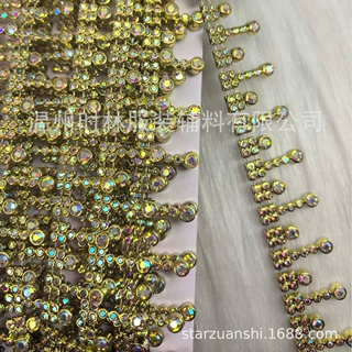 爆款金银AB彩钻珠链新疆小羊帽子配饰流苏链条辅料衣服钻饰配件