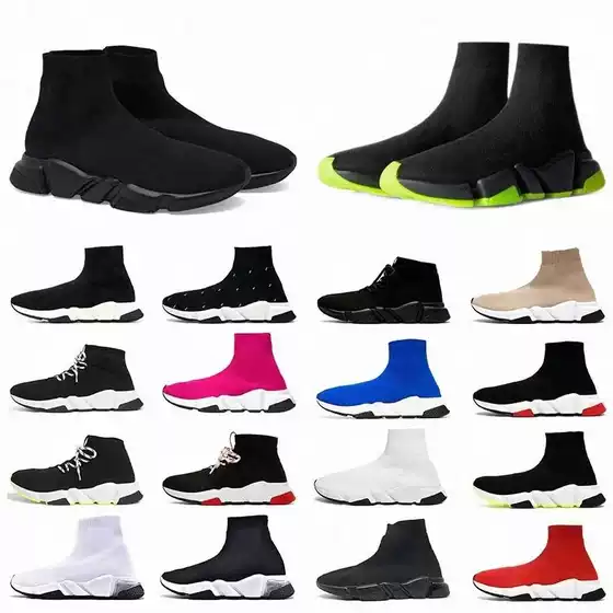 Cross-border Paris stretch socks shoes women's high-top casual sneaker B family all-match thick-soled knitted short boots socks boots