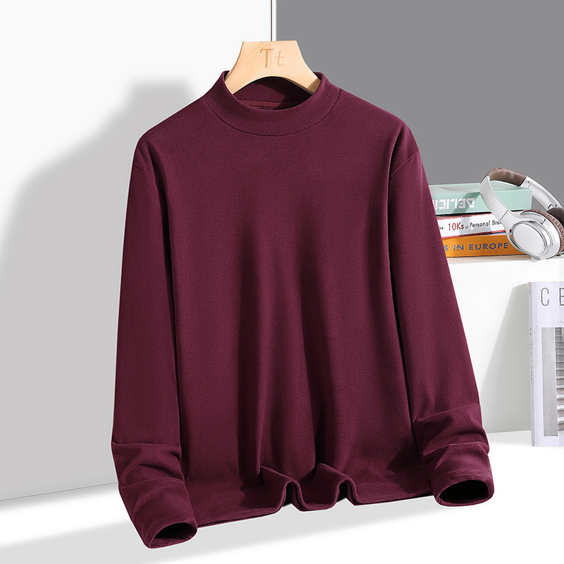 新款卫衣秋冬保暖打底衫男中圆领内搭男士长袖t恤纯色百搭秋衣