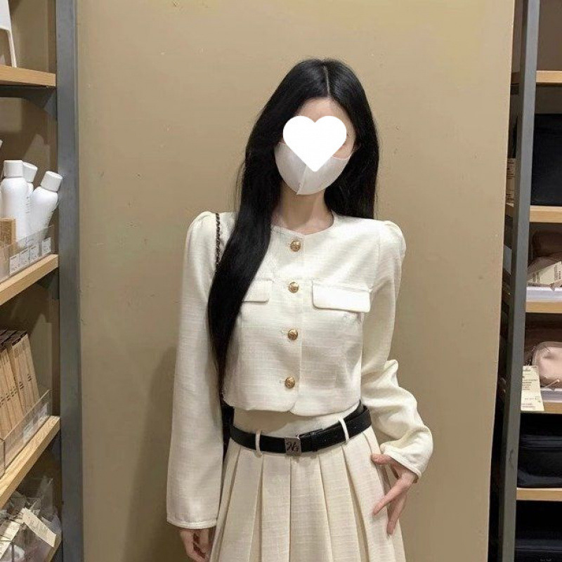 法式小香风气质百搭两件套装女春秋高级感长袖外套+长裙半身字裙|undefined