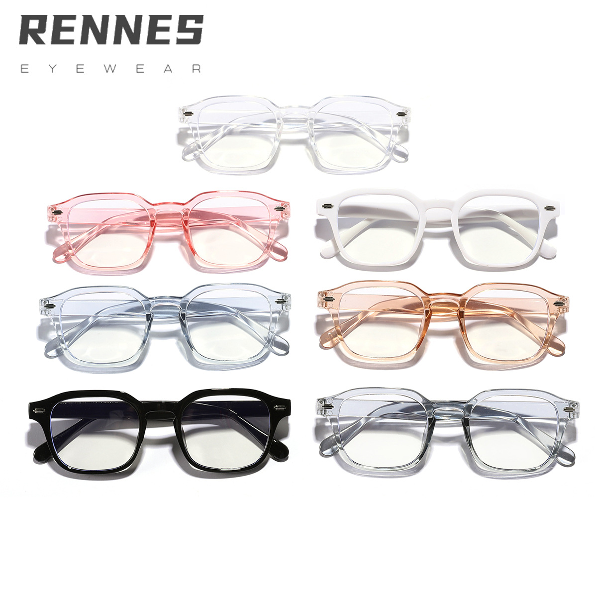 2024 nuevo estilo arroz con montura cuadrada estilo universitario tendencia moda todo fósforo gafas anti-azul estudiantes gafas de montura de miopía