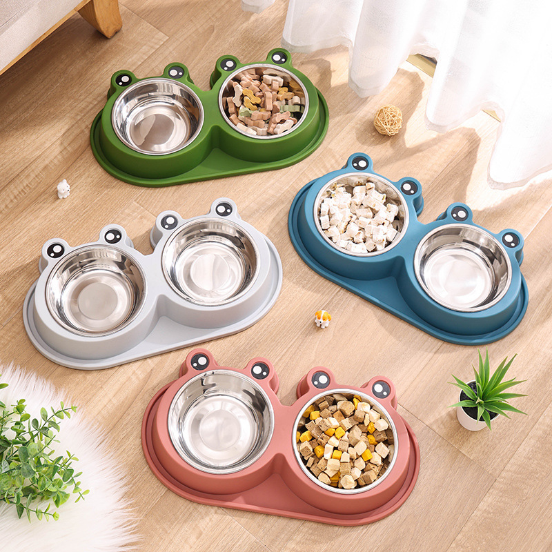 大号防蚁青蛙碗猫食具喝水双用碗宠物不锈钢碗猫碗防滑防打翻狗碗