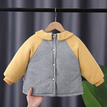 纯棉宝宝罩衣婴儿夹棉防脏护衣男童冬季加厚反穿衣儿童保暖外套