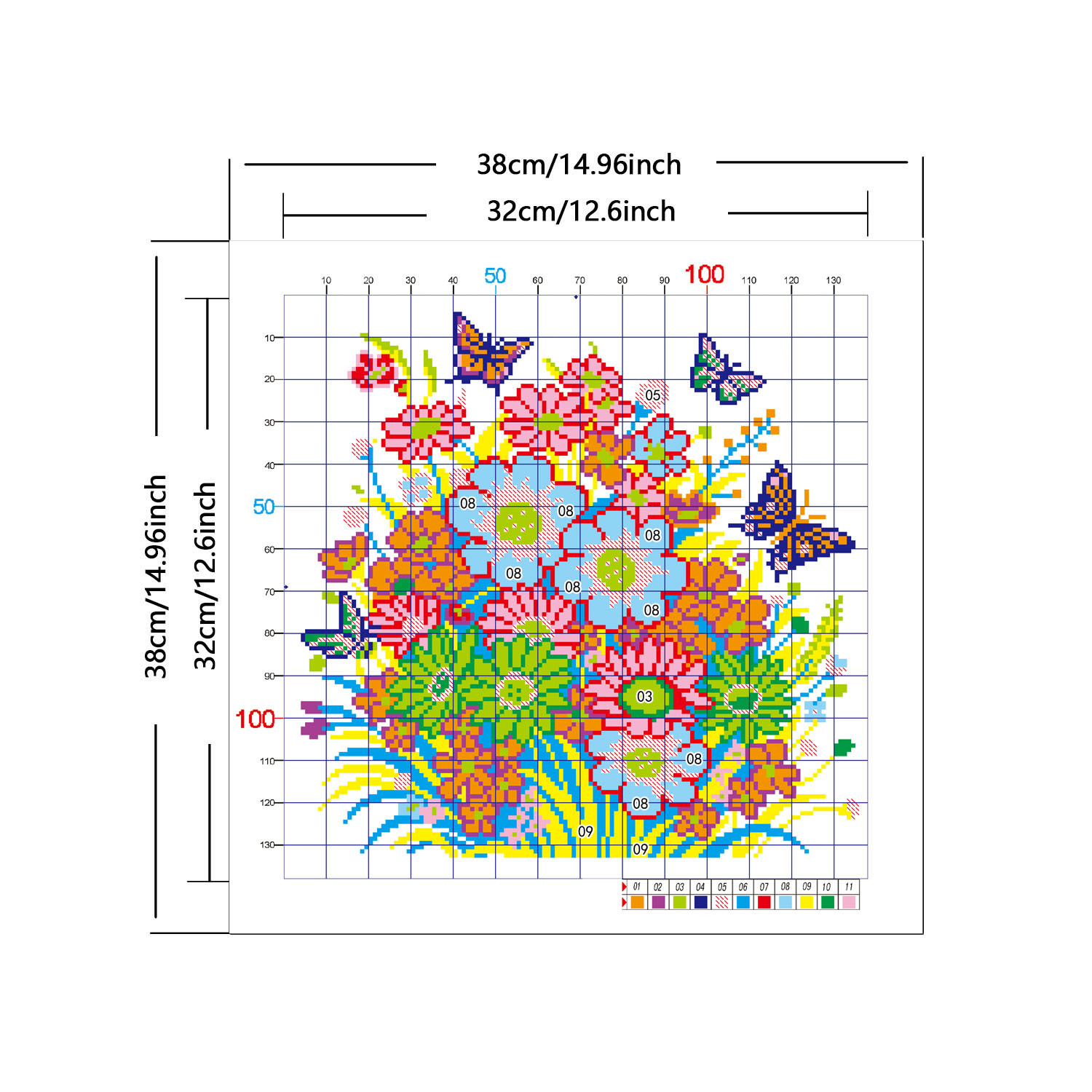 Nuevo patrón de punto de cruz transfronterizo 2026: Mariposas Florales Bailando - Kit de Materiales Pequeños para Punto de Cruz de Plantas y Flores, Simple y Fresco. image 4