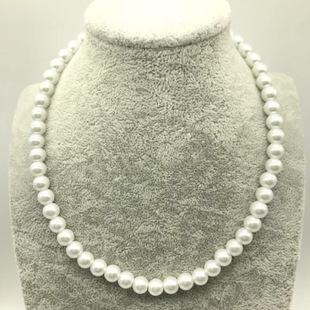 Pearl Necklace 8mm Faux Women's Short Glass Pearl White Round Bead Jewelry Small Accessories Clavicle Chain Necklace Chain