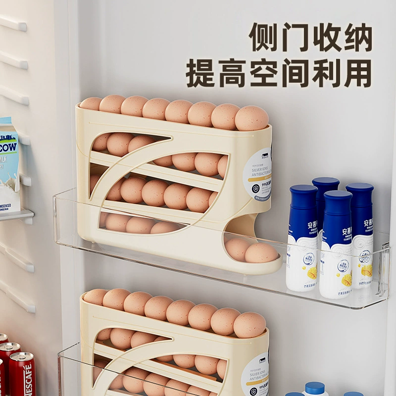 Refrigerator Egg Storage Box, Automatic Rolling, Multi-Layer Large Capacity, Plastic