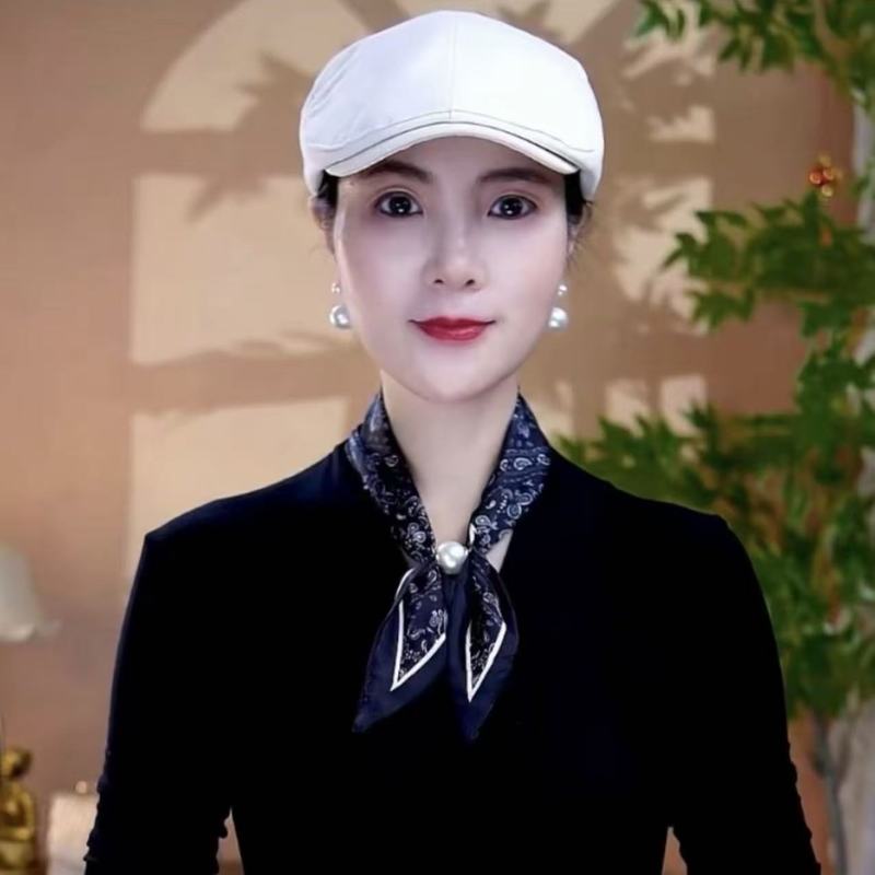 【冰丝缎珠珠蝴蝶结小丝巾】时尚百搭吸扣丝巾|undefined