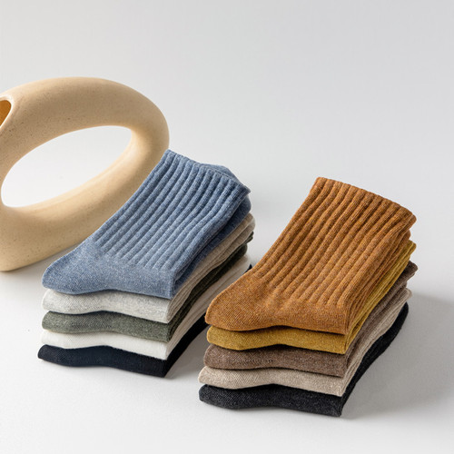 23 Socks Men's Mid-calf Socks Retro Men's Socks Combed Cotton Solid Color Striped Cotton Socks Men's Waist Socks Wholesale