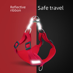 Cross-border pet supplies Dog harness-style leash and chest-back set Reflective dog leash Deer leather cat chest-back