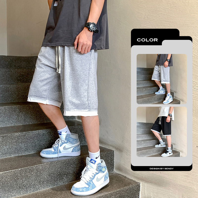 Pantalones deportivos de color sólido de verano tendencia de hombre pantalones casuales sueltos pantalones de algodón transpirables de alta calidad