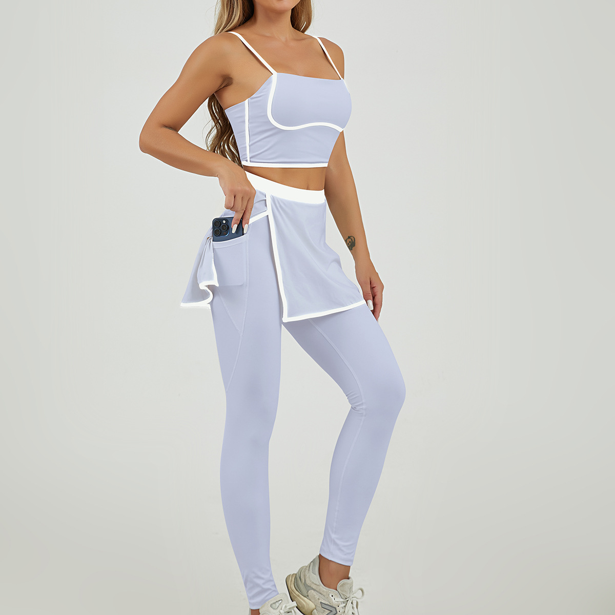Nuevo color transfronterizo chaleco deportivo de secado rápido mujer calzado de acondicionamiento de calzado de dos piezas conjunto de trajes deportivos de mujer al por mayor