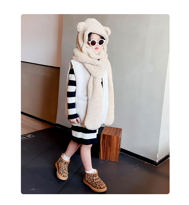 Children's leopard print snow with thick fleece and warm soft sole, medium to children's winter boys' large shoes,_voghion.com