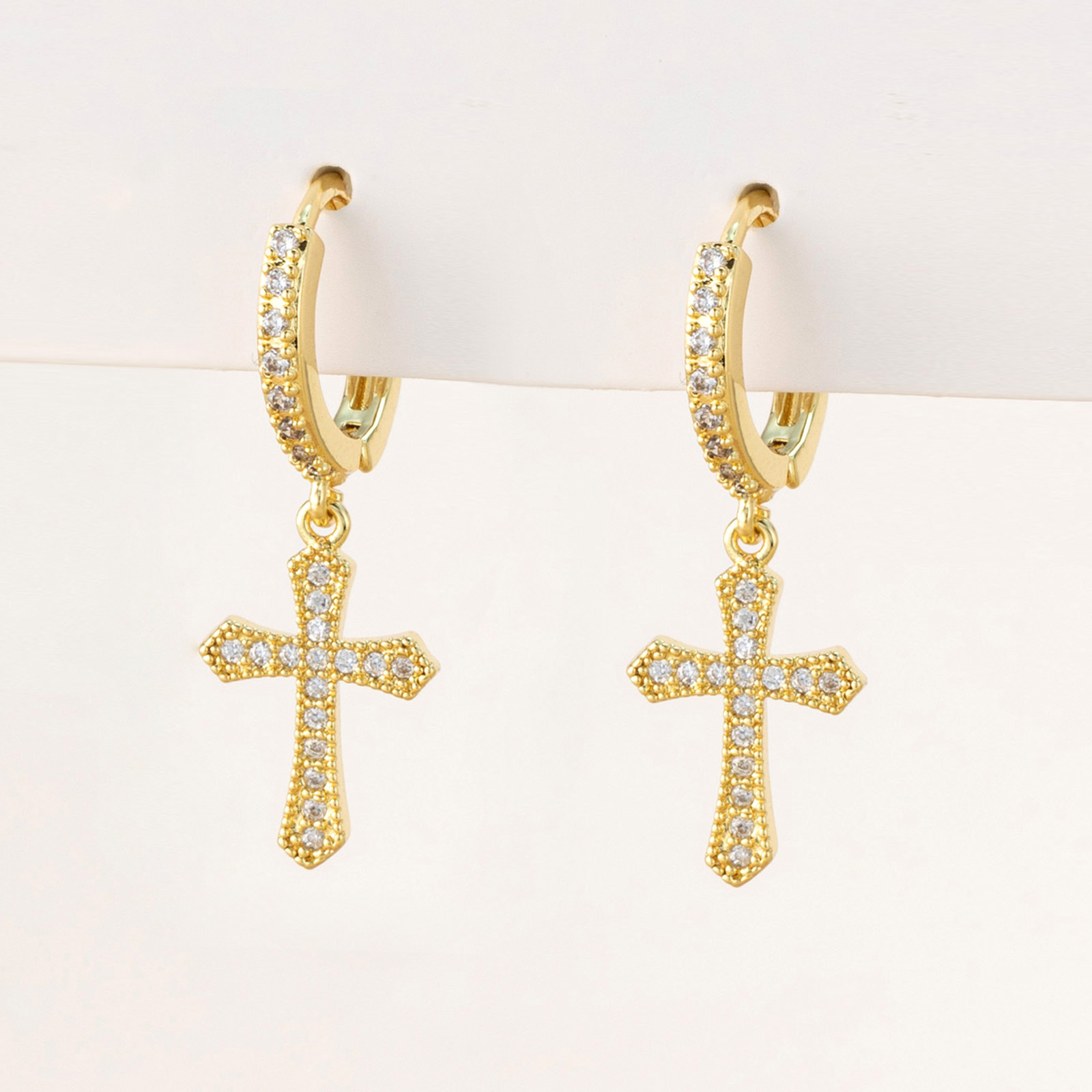 1 Paire Mode Géométrique Placage Le Cuivre Zircon Boucles D'oreilles display picture 4