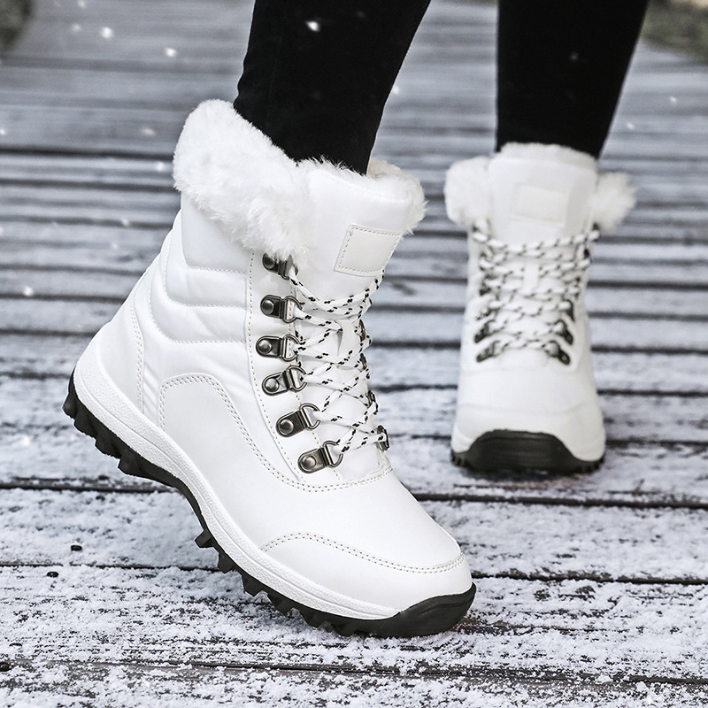 Winter Women's Boots, Snow Boots, Mother's Cotton Boots, Velvet Thickeneded Warm Cotton Shoes, Large Size Women's Outdoor Non-Slip Warm Shoes
