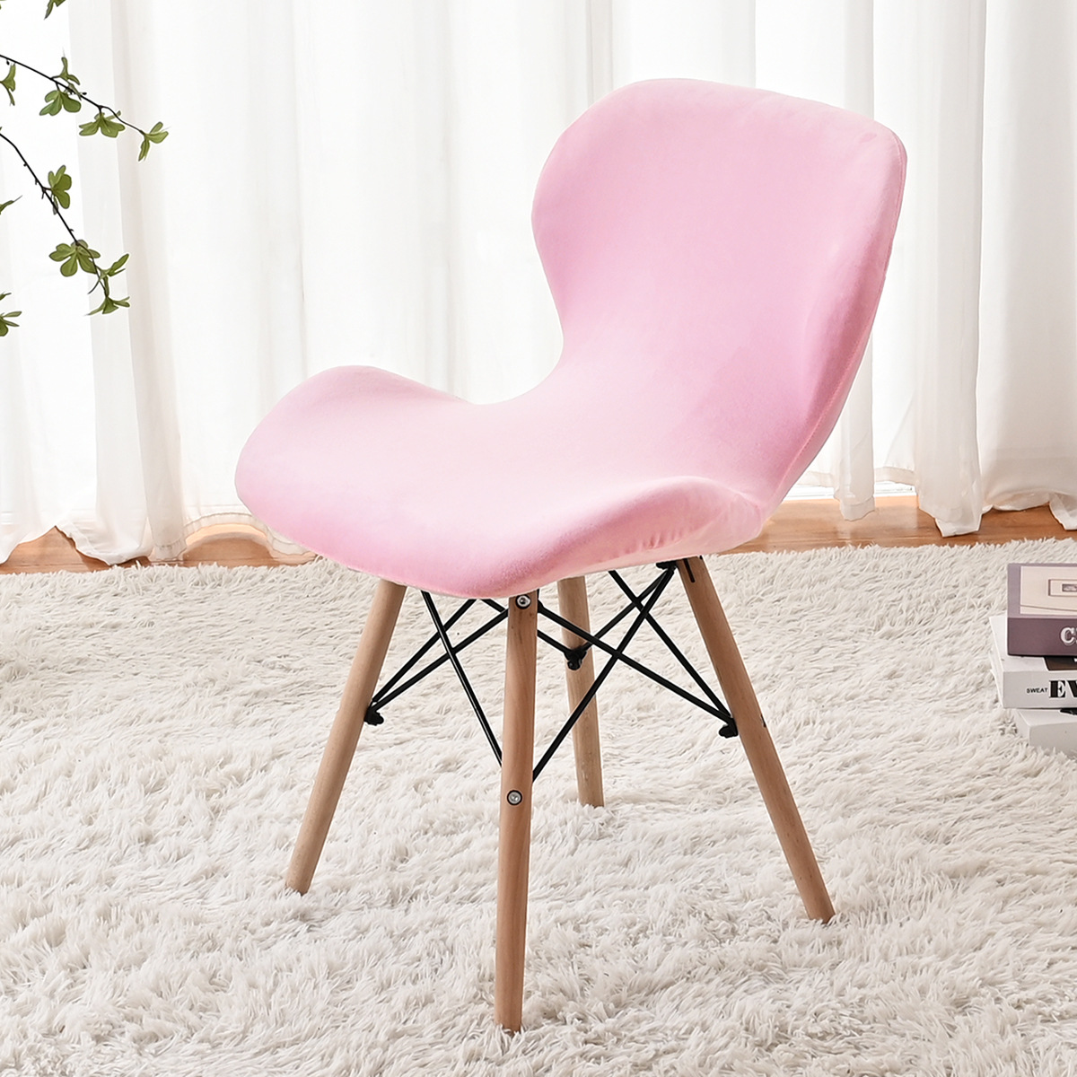 Funda para silla de mariposa de terciopelo de zorro plateado elástica de punto transfronterizo a prueba de polvo Funda para silla de mariposa de terciopelo grueso de color sólido universal