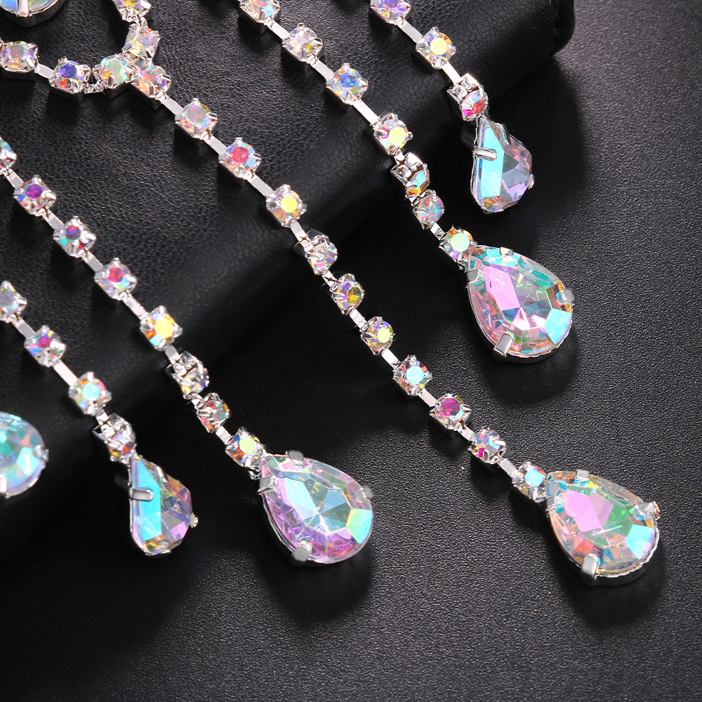 Nueva moda rhinestone pelo cadena europea y americana personalidad color diamante agua gota borla salvaje tocado accesorios para el cabello tocado