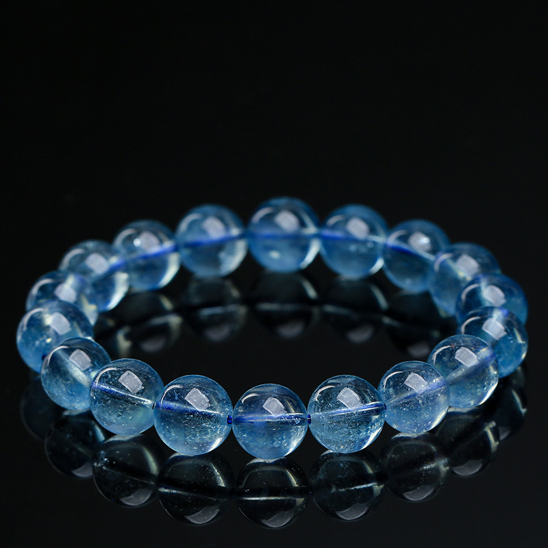 ホンチュクリスタル 天然アクアマリンブレスレット ラウンドビーズ DIY手作りジュエリーアクセサリー ルースビーズ 半完成品 卸売