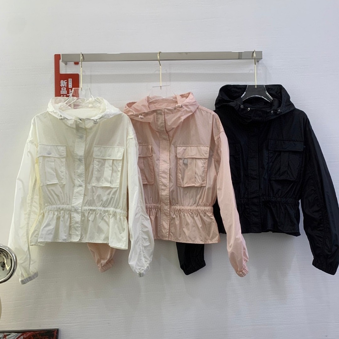 Shenzhen Nanyou High-end Waist Girdle Hooded Double Pocket Lightweight Thin Long-sleeved Hooded Sunscreen Coat Trendy Women's Windbreaker