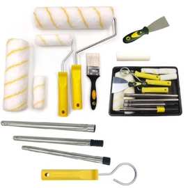 现货出口外贸9寸涤纶墙工具塑涂油漆料乳胶滚筒刷带延加长杆套装