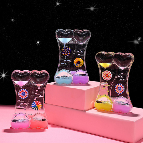 Creative cute cartoon oil drip toy hourglass timer ornament new and unique desk music box oil drop pen holder