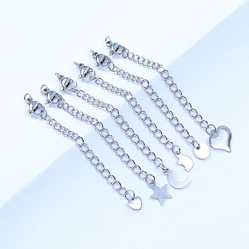 Stainless Steel 7cm Extension Chain Lobster Clasp Star Heart End Piece Bracelet Necklace DIY Jewelry Accessories Wholesale Stainless Steel 7cm Extension Chain Lobster Clasp Star Heart End Piece Bracelet Necklace DIY Jewelry Accessories Wholesale