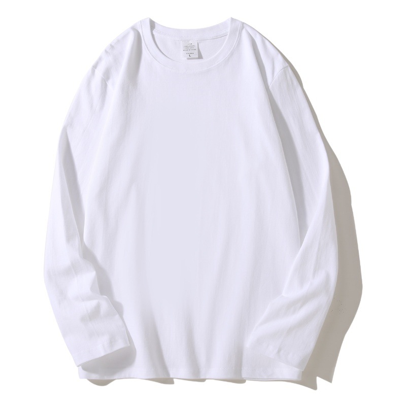 ライブブロードキャスト人気の230gソリッドカラーヘビーウェイトピュアコットンフラット長袖Tシャツプリントロゴラウンドネックブランクボトムシャツルーズ