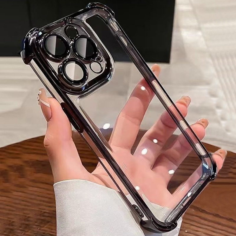 Apple 16PM 携帯電話ケースに適した電気メッキ透明四隅落下防止エアバッグ新しいオールインクルーシブの細かい穴の保護カバー|undefined